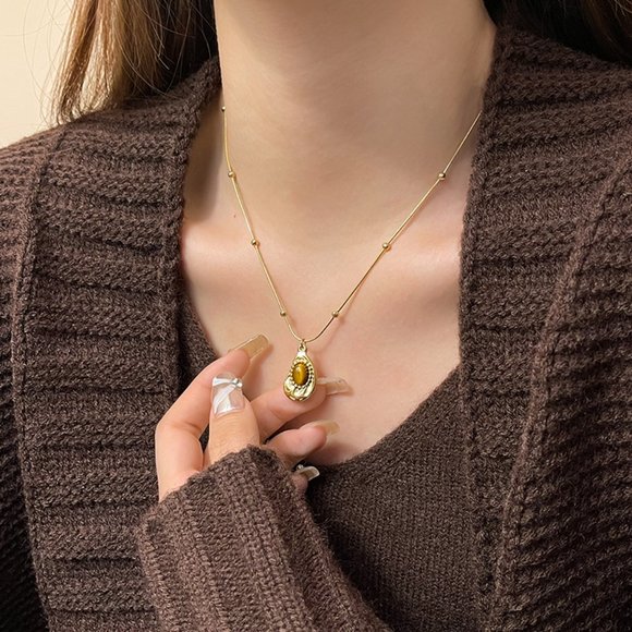 GOLICC Irregular Tiger Eye Stone Necklace - Picture 10 of 10